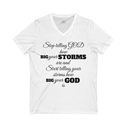 White t-shirt with motivational quote on a white background