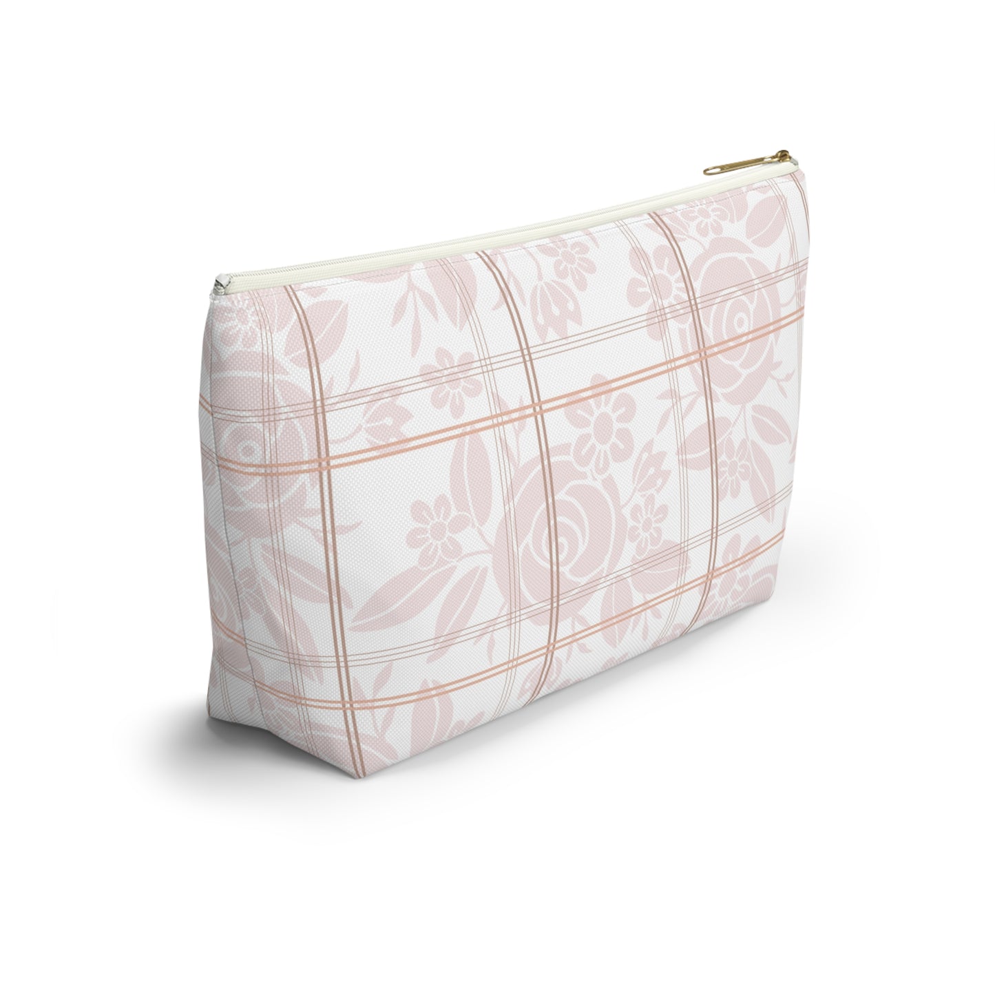Floral patterned pouch on a white background