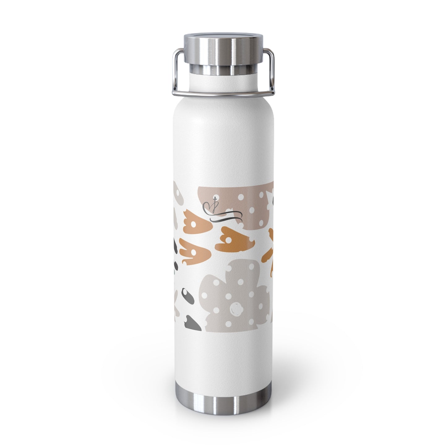 White water bottle with animal pattern on a white background