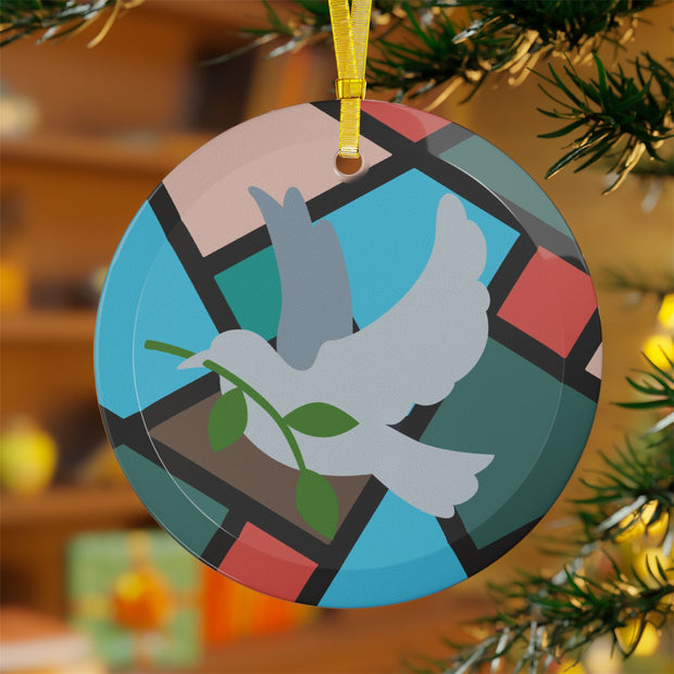 Peace Dove Ceramic Stained Glass Ornament