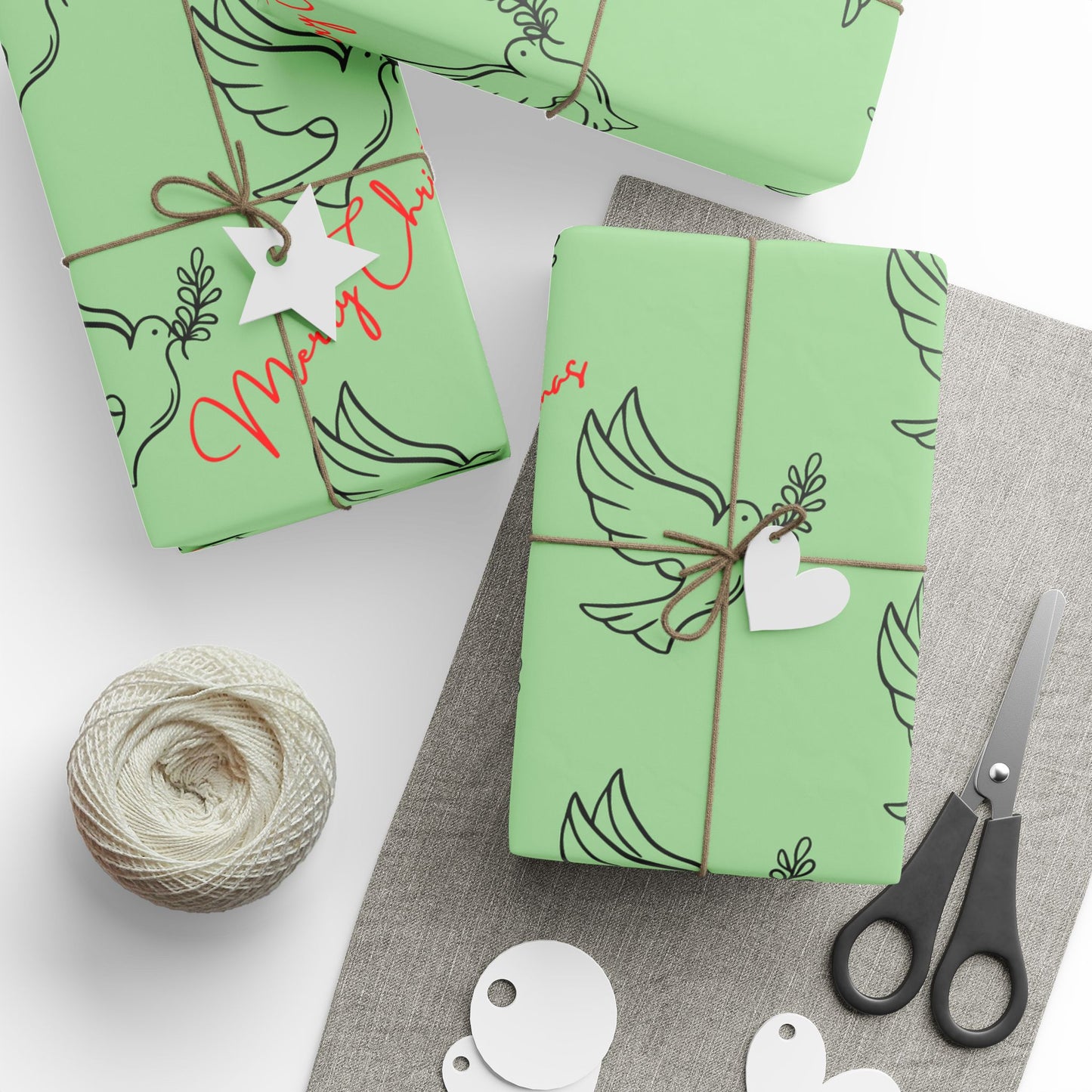 Merry Christmas Dove Wrapping Paper | Festive Gift Wrap | 3 Sizes
