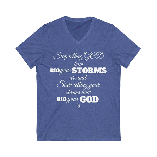 Blue t-shirt with white motivational quote on a white background