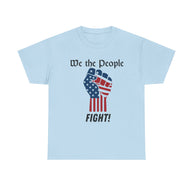 Light blue t-shirt with 'We the People' and fist graphic design on a white background