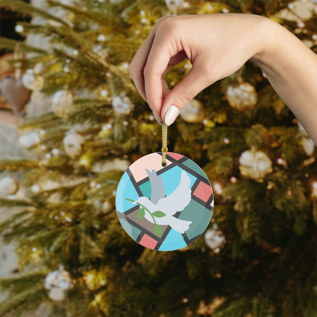 Peace Dove Ceramic Stained Glass Ornament