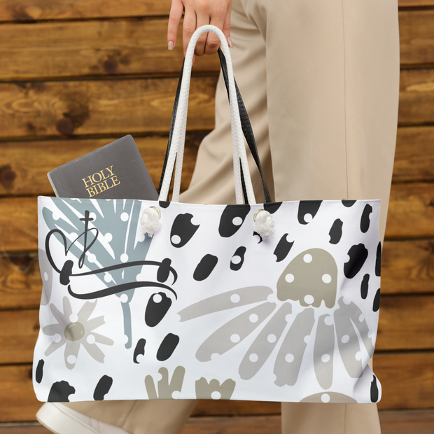 Floral Boho Weekender Bag | Oversized Travel Tote | 24x13 Weekend Bag